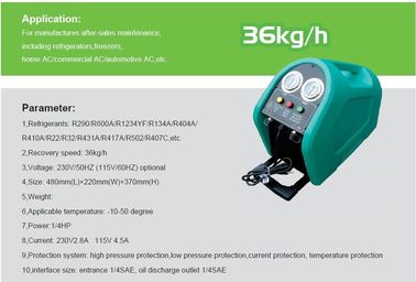 ऑटो पोर्टेबल सर्द वसूली मशीन और रीसाइक्लिंग यूनिट मुख्यमंत्री ईपी (कर सकते हैं वसूली R600A)